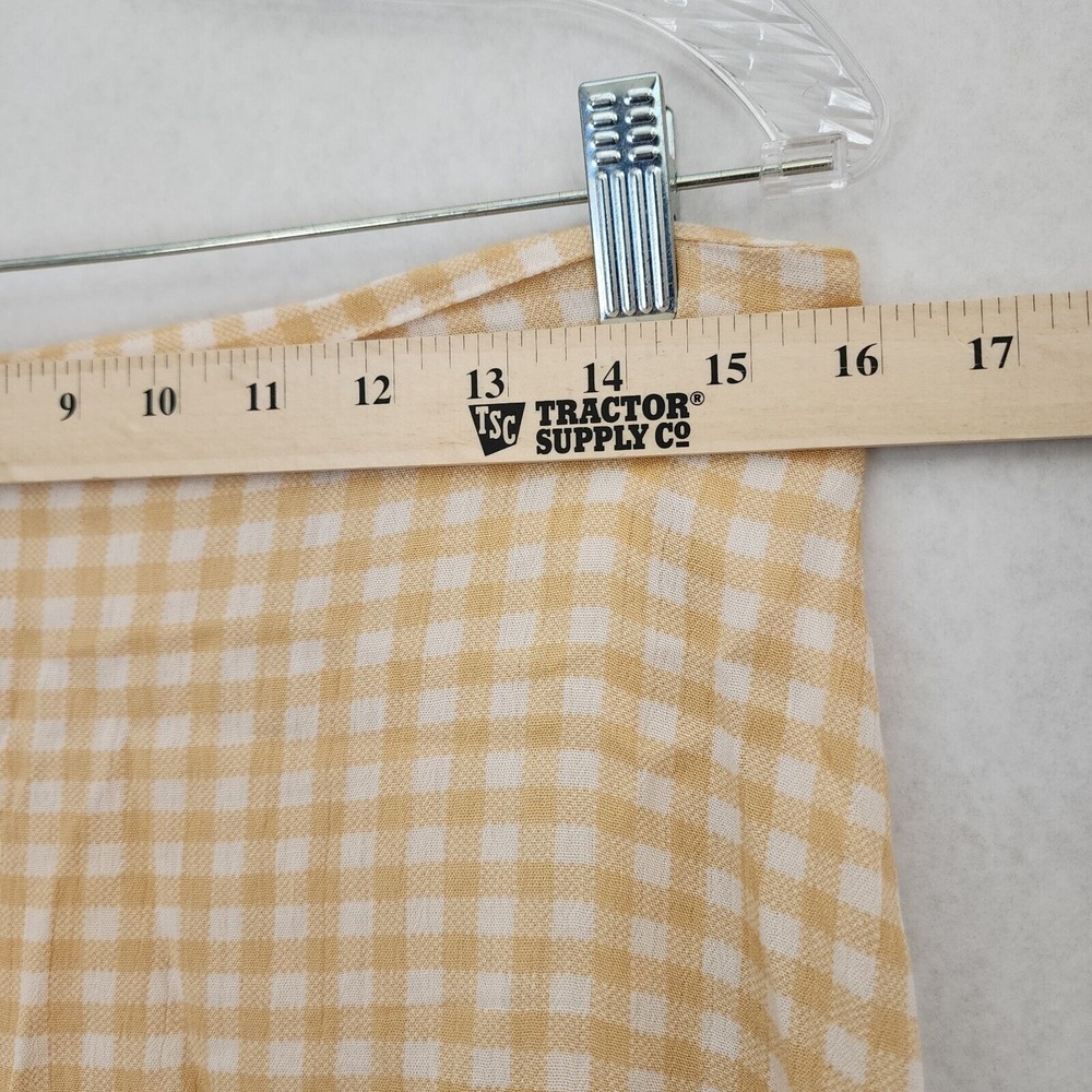 Yellow Gingham Ruffled Mini Skirt by Aubrey Size L Cottagecore Spring Preppy - Picture 9 of 11